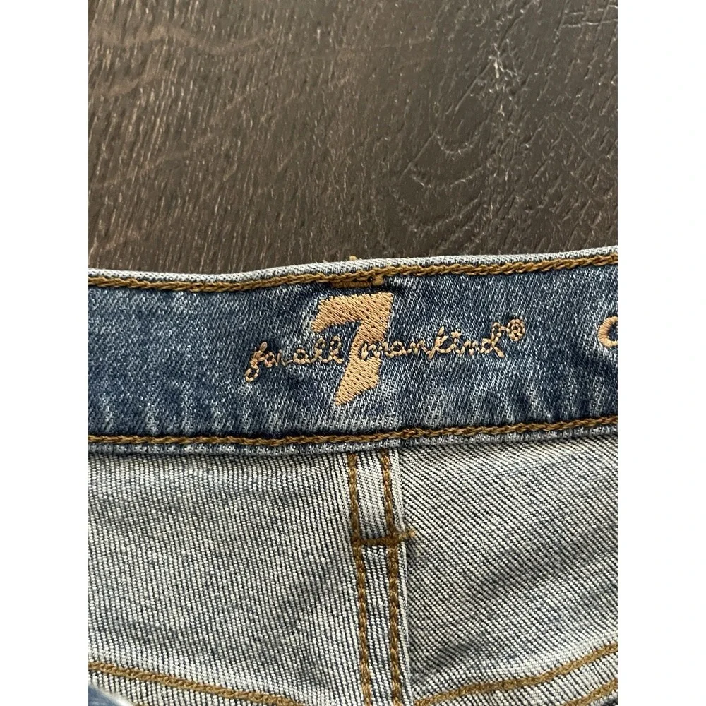 7 For All Mankind Jeans Womens 28 Medium Wash Cropped Alexa Embroidered Flowers - Picture 8 of 16
